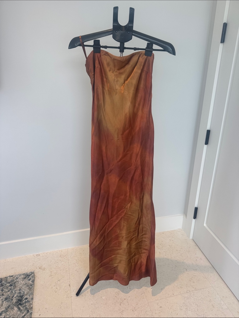 Sage + Paige Slip Maxi Dress with open back in Rust copper Ombre